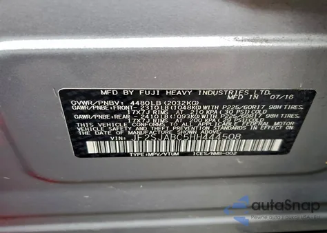 2017 Subaru Forester 2.5I from USA, damaged, VIN JF2SJABC5HH444508